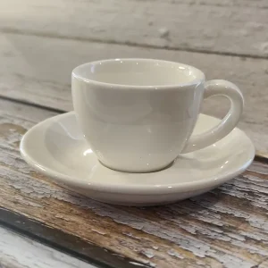ACME Style Ceramic Mug with Saucer 70ml – White
