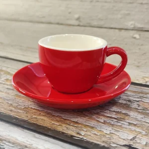 ACME Style Ceramic Mug with Saucer 70ml – Red