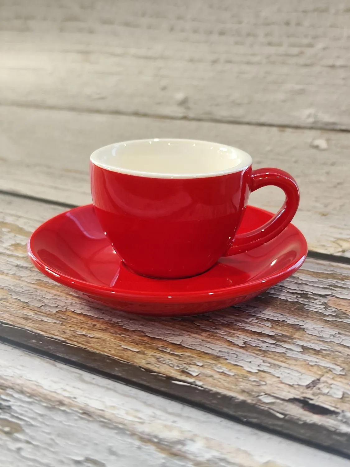 ACME Style Ceramic Mug with Saucer 70ml – Red