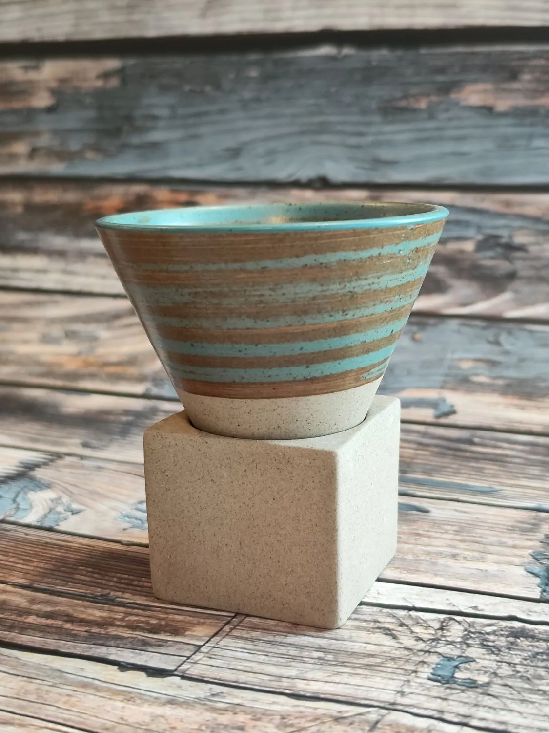 Cone Shaped Ceramic Cup with Base 150ml – Blue