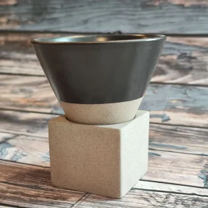 Cone Shaped Ceramic Cup with Base 150ml – Black