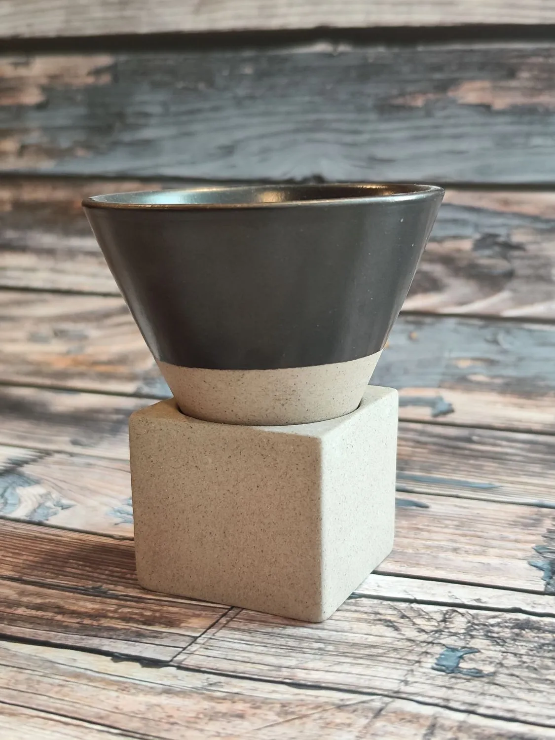 Cone Shaped Ceramic Cup with Base 150ml – Black