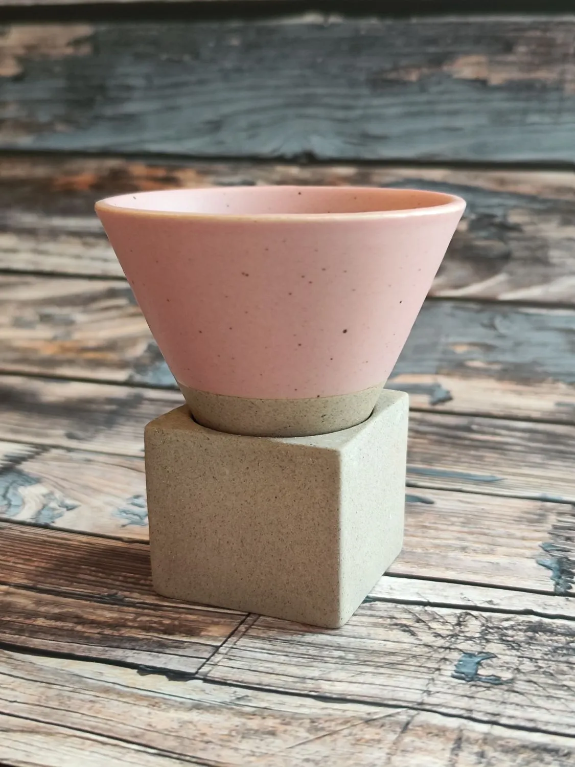 Cone Shaped Ceramic Cup with Base 150ml – Pink