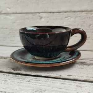 Creative Ceramic Mug with Saucer 150ml – Black