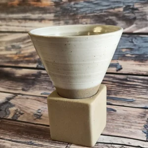 Cone Shaped Ceramic Cup with Base 150ml – Off-White
